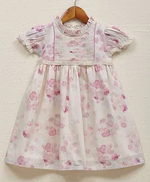 Liz Jacob Cream Blossoms Cotton Dress for Girls