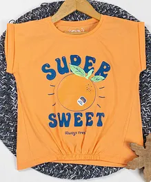 Nins Moda Short Sleeves Super Sweet Printed Top - Orange