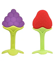Kritiu Fruit Shaped Silicone Stand Teether  Pack Of 2 - Multicolor
