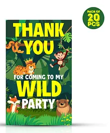 Zyozi Jungle Theme Thank You for Coming To My Wild Party Tags for Birthday Green & Yellow - Pack of 20