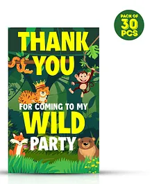 Zyozi Jungle Theme Thank You for Coming To My Wild Party Tags for Birthday Green & Yellow - Pack of 30