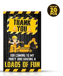 Zyozi Under Construction Theme Thank You for Coming To My Party and Having a Loads Of Fun Tags Yellow & Black - Pack of 20