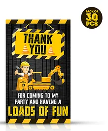 Zyozi Under Construction Theme Thank You for Coming To My Party and Having a Loads Of Fun Tags Yellow & Black - Pack of 30