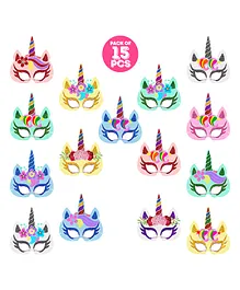 Zyozi Unicorn Masks for Boys and Girls Dress Up Birthday Party Favors Multicolour - Pack of 15
