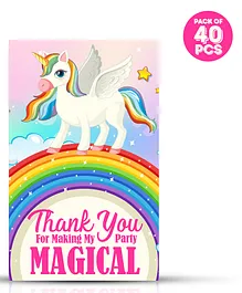 Zyozi Unicorn Thank You for Making My Party Magical Tags for Birthday Multicolour - Pack of 40