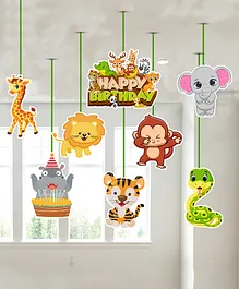 Zyozi Jungle Theme Birthday Ceiling Hanging Streamers Multicolor - Pack of 8
