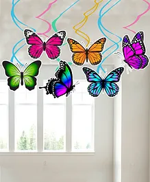 Zyozi Butterfly Party Decorations,Butterfly Hanging Swirl Décor for Birthday Purple - Pack of 6