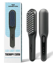 WINSTON LED Hair Growth Therapy Comb Detangling Red & Blue Light Mode Scalp Vibration Head Massager Treatment All Hair Types - Black