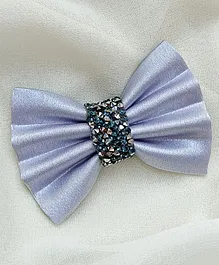 All Cute Things Rhinestone Studded Bow Embellished Hair Clip - Grey & Silver