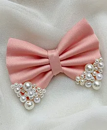All Cute Things Pearl Detail Bow Hair Clip - Peach