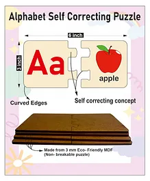 Wooden Alphabets Self Correcting Matching Puzzles for Kids Multicolor - 55 Pieces