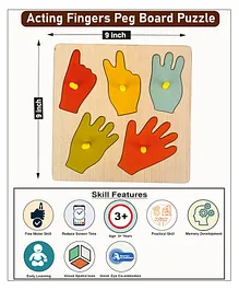 WISSEN Acting Finger Peg Board Puzzle Multicolor - 5 Pieces
