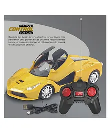 NHR Big Remote Control Car with Back Front Light Open Door Remote & USB Cable - Yellow