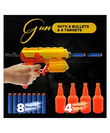 NHR Blaster Gun Toy With  4 Targets & 8 Foam Suction Bullets - Multicolor
