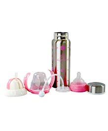Fantasy India 3 in 1 Baby Feeding Bottle Thermo Steel Multifunctional Sipper Nipple & Straw 180 ml ( for 4+ Month Baby )