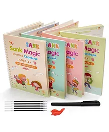 Fantasy India Magic Practice Copy Book for Kids 4Pcs Magic Book with Pens Calligraphy Books for Beginners Practice Magical Reusable Hand Writing Book - English