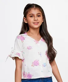 AND Girl Half Frill Sleeves Floral Printed Top - Multi Colour