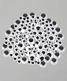 Asian Hobby Crafts Googly Moving Eyes Black and White - 100 Pieces