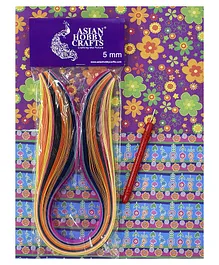 Asian Hobby Crafts Quilling Paper Strips with Free Quilling Needle 100 Pieces- Multicolor