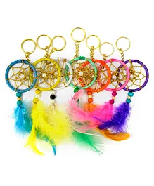 Asian Hobby Crafts Neon Lights Dream Catcher Keyring Set of 7 Pieces - Multicolor
