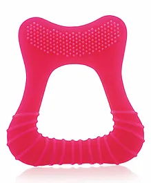 BeeBaby Tooth Shape Silicone Teether  with Soft Bristles & Carry Case BPA Free Teething Toy for Babies with Textured Surface for Soothing Gums. 100% Food Grade - Pink