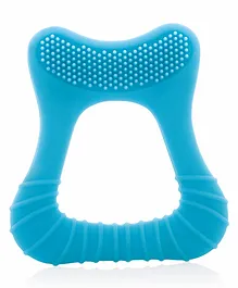 BeeBaby Tooth Shape Silicone Teether with Soft Bristles & Carry Case BPA Free Teething Toy for Babies with Textured Surface for Soothing Gums. 100% Food Grade - Blue