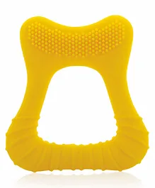 BeeBaby Tooth Shape Silicone Teether for 3+ months with Soft Bristles & Carry Case BPA Free Teething Toy for Babies with Textured Surface for Soothing Gums. 100% Food Grade - Yellow