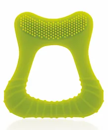BeeBaby Tooth Shape Silicone Teether with Soft Bristles & Carry Case BPA Free Teething Toy for Babies with Textured Surface for Soothing Gums. 100% Food Grade - Green