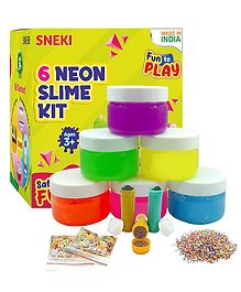 SNEKI Fruit Scented DIY Magic Neon Slime Gel Jelly with Activity Kit Pack of 6 Multicolour - 50 g each