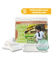 Bdiapers Washable & Reusable Hybrid Cloth Diaper Cover With 30 Disposable Insert  Nappy Pads Sophie Large
