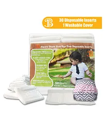 Bdiapers Washable & Reusable Hybrid Cloth Diaper Cover With 30 Disposable Insert  Nappy Pads Elsie Large