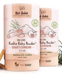 Nat Habit Kusha Baby Powder Shwet Chandan - 150g (Pack of 2)