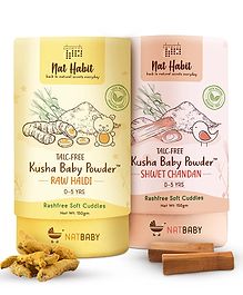 Nat Habit Kusha Baby Powder Raw Haldi And Nat Habit Kusha Baby Powder Shwet Chandan - 150g of Each