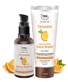 TNW The Natural Wash Combo of 2 Vitamin C Face Serum 30ml  Vitamin C Exfoliating Face Wash 100ml