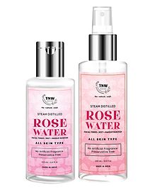 TNW The Natural Wash Combo of 2 Steam Distilled Pure Rose Water 100ml and Steam Distilled Pure Rose Water 200ml