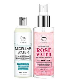 TNW The Natural Wash Combo of 2 Micellar Water 100 ml Steam Distilled Pure Rose Water 200ml