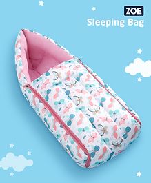 Zoe 3 in 1 Baby Carry Nest Cum Sleeping Bag Butterfly Print - Pink