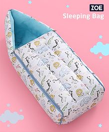 Zoe 3 in 1 Baby Carry Nest Cum Sleeping Bag Animal Print - Blue