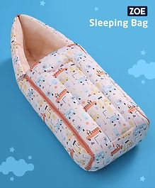 Zoe 3 in 1 Baby Carry Nest Cum Sleeping Bag Vehicle Print - Peach