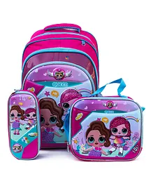 SHK Digitrade Cartoon Little Backpack Pack of 3 Dark Pink - 16 Inches