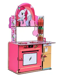 EQIQ Wooden Big Kitchen Set with Kitchen Accessories Pink - 24 pieces