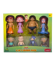 Funskool 8-In-1 Pack Chhota Bheem & Friends with Articulation Collectible Green Gold - Height 10.5 cm