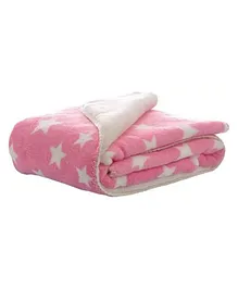 Awejoy Ultra Soft Baby Blanket with Star Print  Pink & White