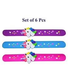 Asera 6 Pcs Silicone Unicorn Slap Bracelets Wristbands Unicorn Party Supplies Kids Party Favors Novelty Toy School Prize Gifts Children Goodie Bag Fillers