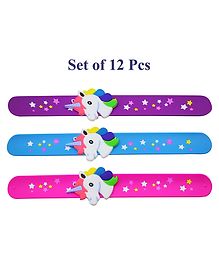 Asera 12 Pcs Silicone Unicorn Slap Bracelets Wristbands Unicorn Party Supplies Kids Party Favors Novelty Toy School Prize Gifts Children Goodie Bag Fillers