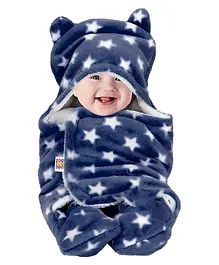 BeyBee 3 in 1 Baby Blanket Wrapper Star Print - Dark Blue