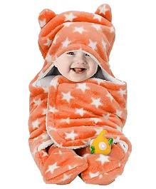 BeyBee 3 in 1 Baby Blanket Wrapper Star Print - Peach