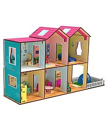 Toyshine Big Size Wooden DIY Doll House f- Multicolour