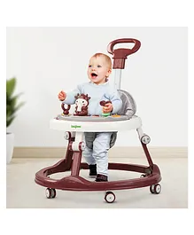Baybee Moono Activity Walker for Baby with Parental Push Handle & 4 Seat Height Adjustable & Musical Toy Bar & FootMat - Red