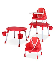 LuvLap 4 in 1 Convertible Baby With Removable & Washable Food Tray High Chair - Red